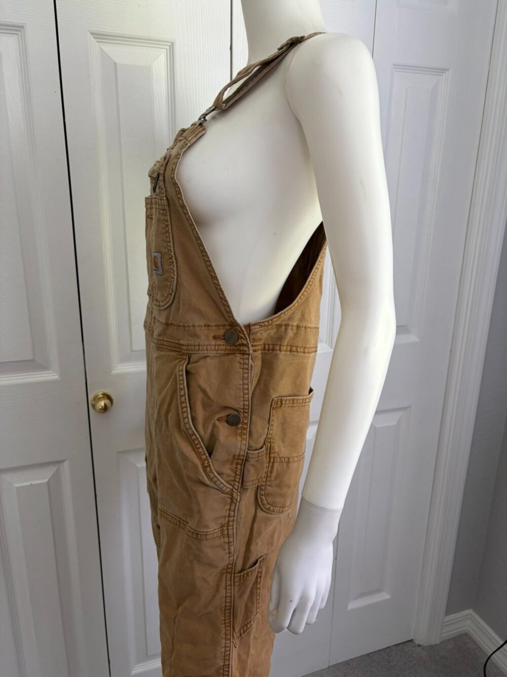 Carhart Size Small Short Tan Khaki Overalls 2018 Work Dungarees - Picture 8 of 14